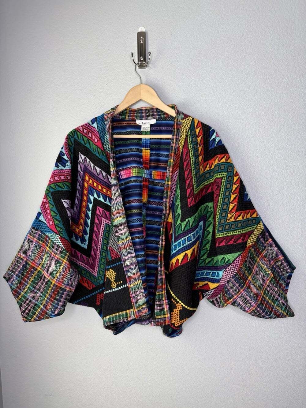 VTG Guatemalan Jacket Patchwork 100% cotton Handmade OSFM Boho Festival Artsy